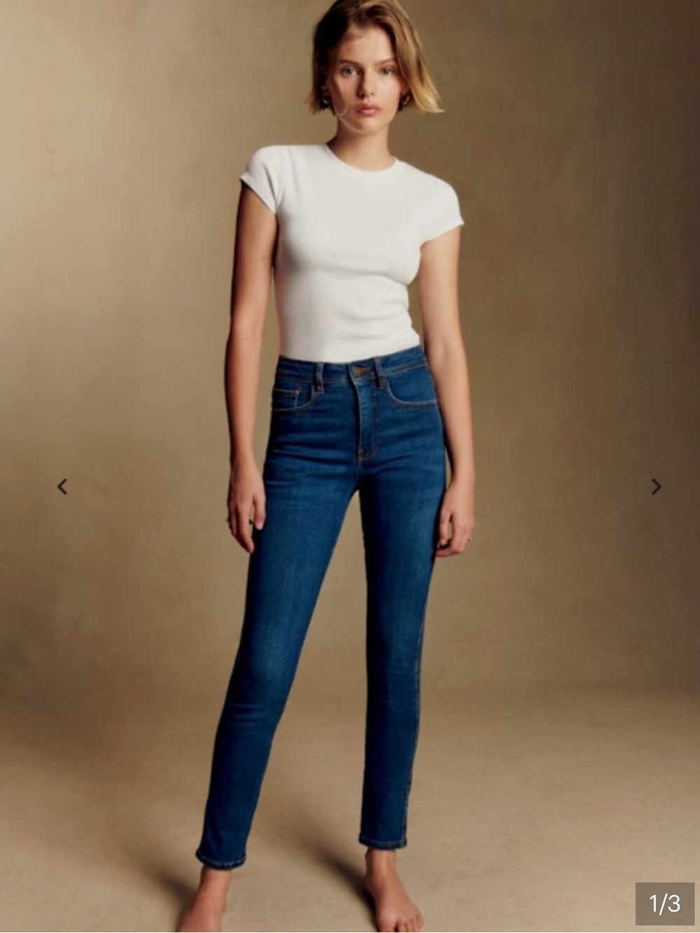 Sezane Perfect Slim High-Rise Jeans in Blue Denim